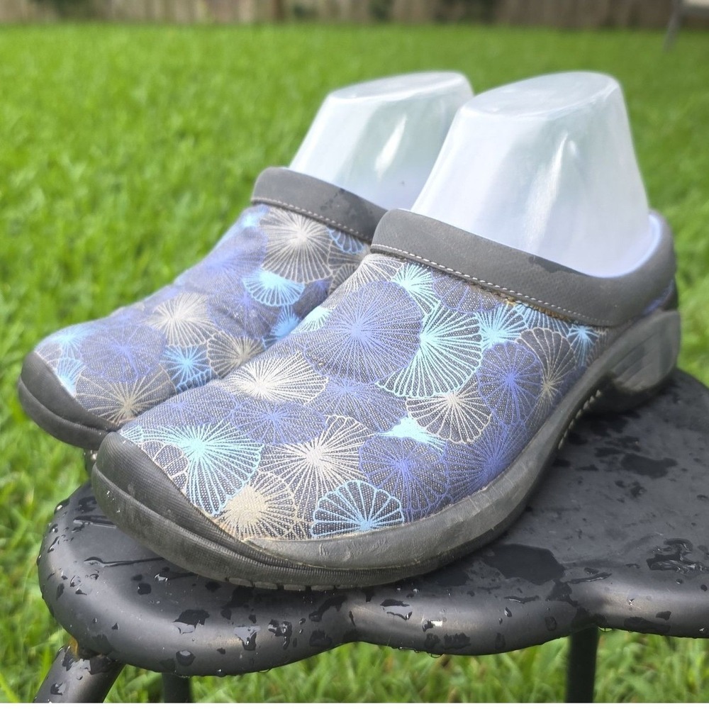 Merrell Encore Q-Form Denim Blue Floral Mesh Clogs Slides Womens 7.5 J57392